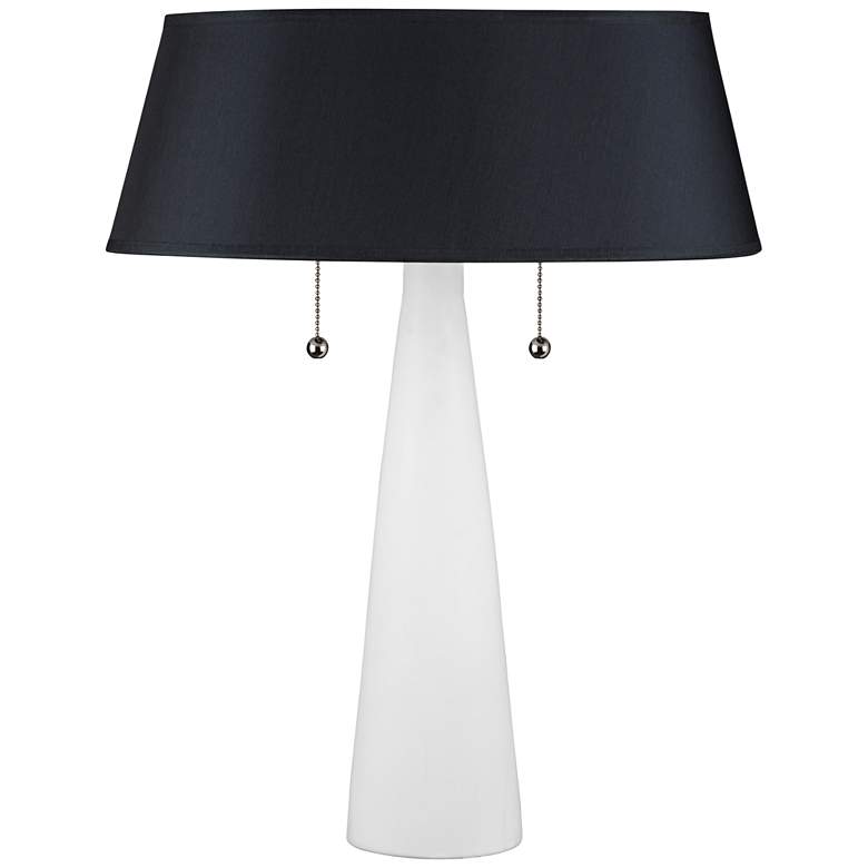 Image 1 Lizzie White Ceramic Table Lamp with Black Silk Shade