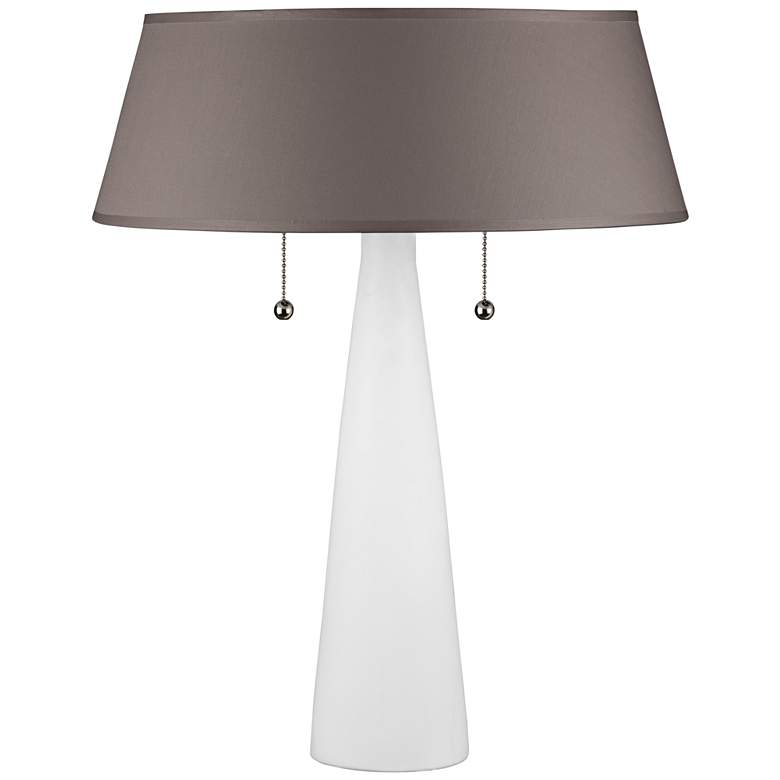 Image 1 Lizzie White Ceramic Table Lamp with Cocoa Chintz Shade