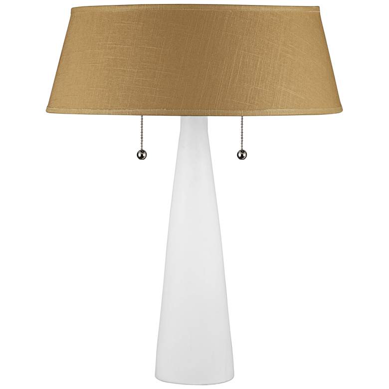 Image 1 Lizzie White Ceramic Table Lamp with Dijon Tweed Shade