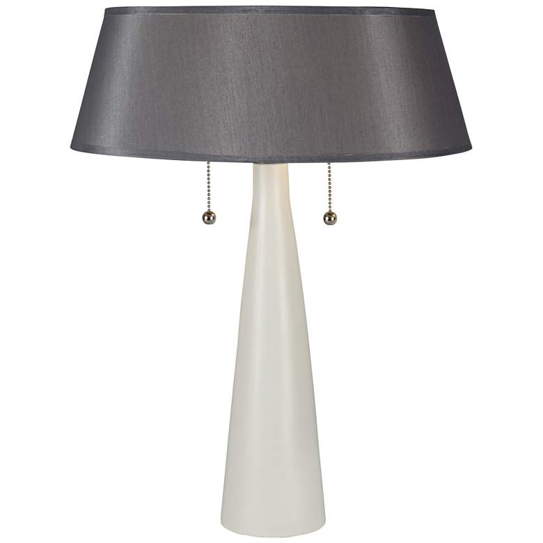 Image 1 Lizzie White Ceramic Table Lamp with Platinum Silk Shade