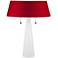 Lizzie White Ceramic Table Lamp with Red Dupioni Shade