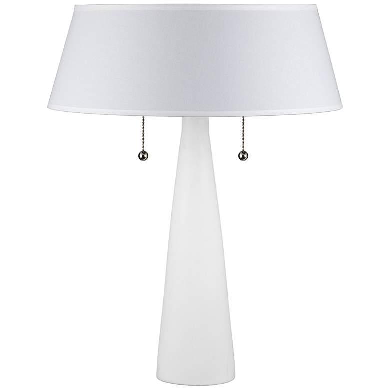 Image 1 Lizzie White Ceramic Table Lamp with White Linen Shade