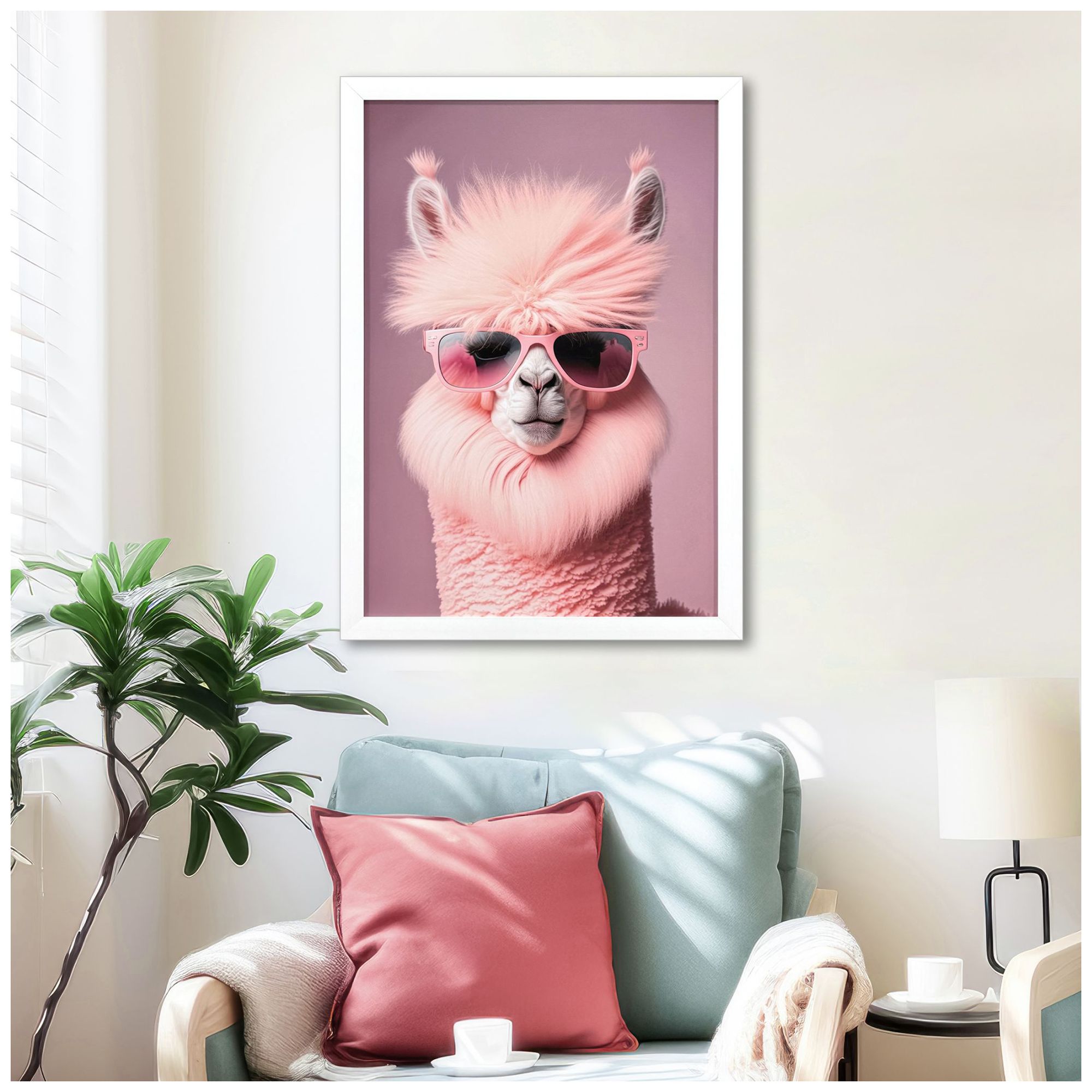 Image 4 Llama in Sunglasses 24"W x 35"H Modern Framed Art more views