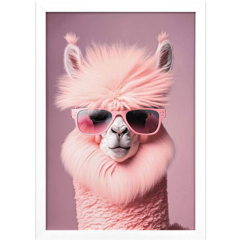 Image 1 Llama in Sunglasses 24"W x 35"H Modern Framed Art