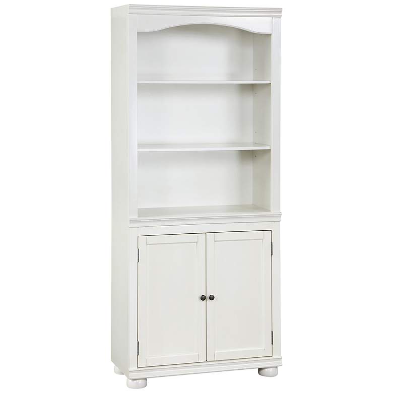Image 2 Llanelli 31"W Luminous White Wood 2-Door 3-Shelf Bookcase