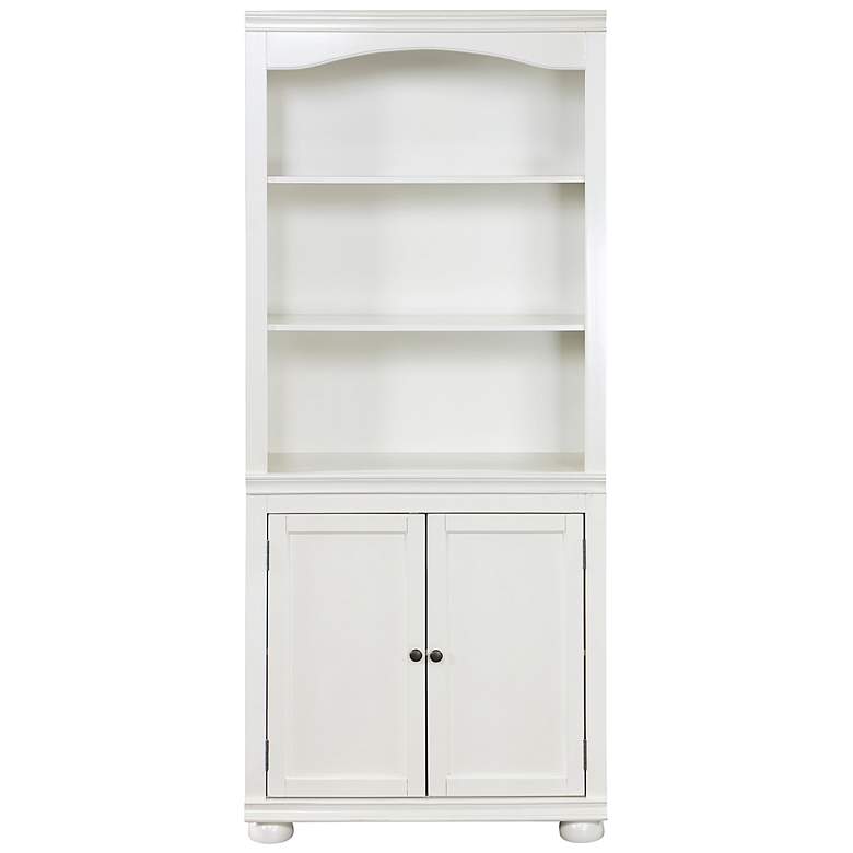 Image 3 Llanelli 31"W Luminous White Wood 2-Door 3-Shelf Bookcase more views