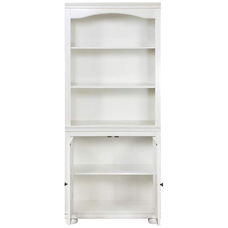 Image 4 Llanelli 31"W Luminous White Wood 2-Door 3-Shelf Bookcase more views