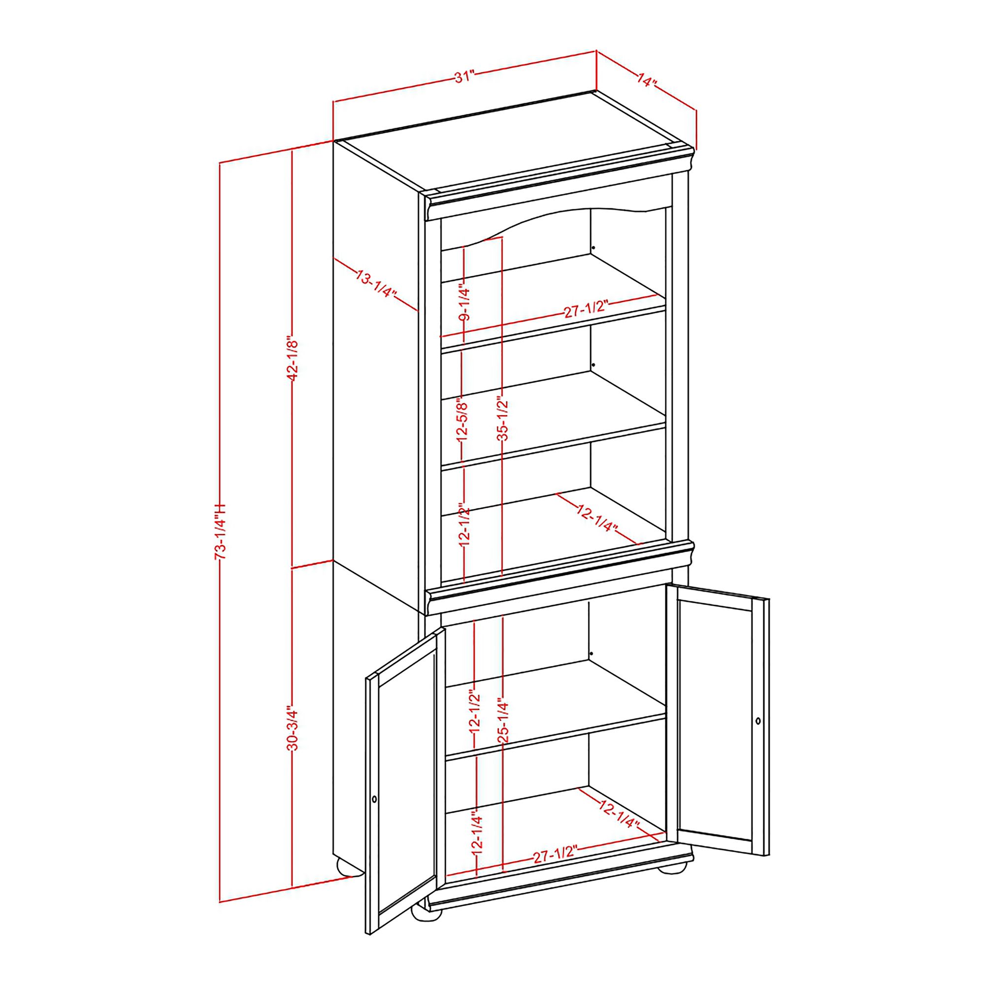 Llanelli 31"W Luminous White Wood 2-Door 3-Shelf Bookcase