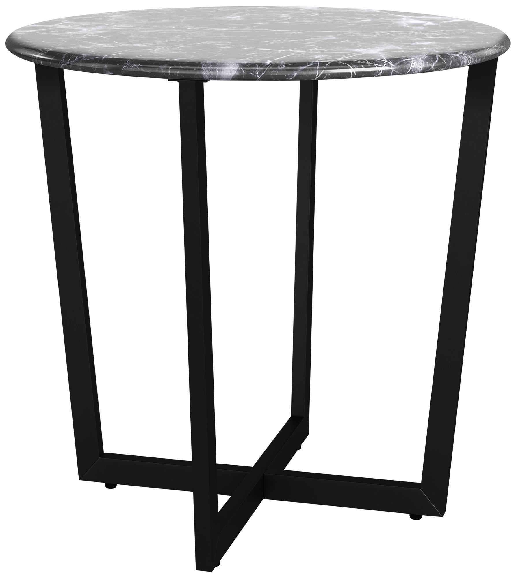 Llona 23 3/4" Wide Black Marble Steel Round Side Table