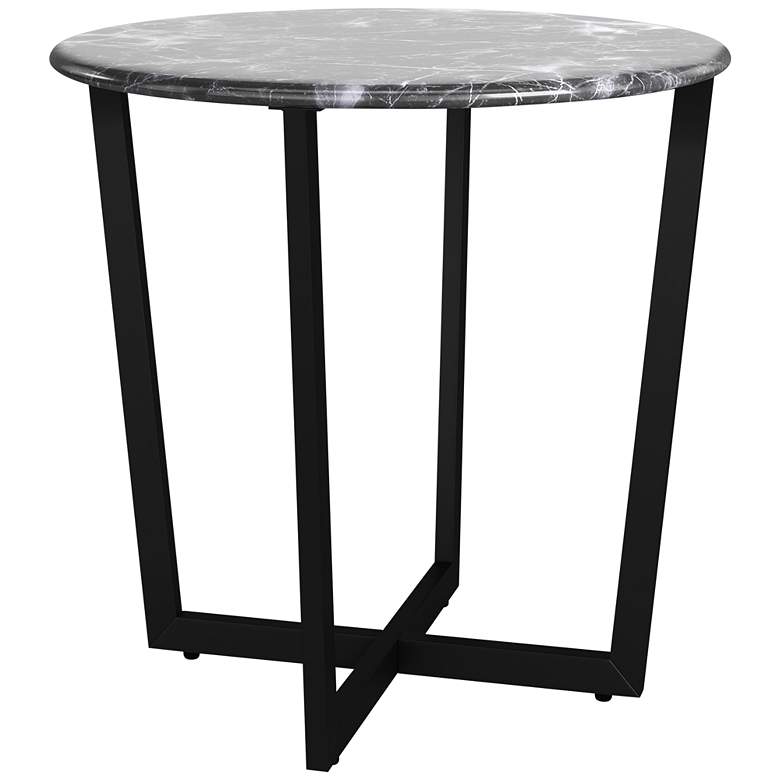 Image 3 Llona 23 3/4 inch Wide Black Marble Steel Round Side Table