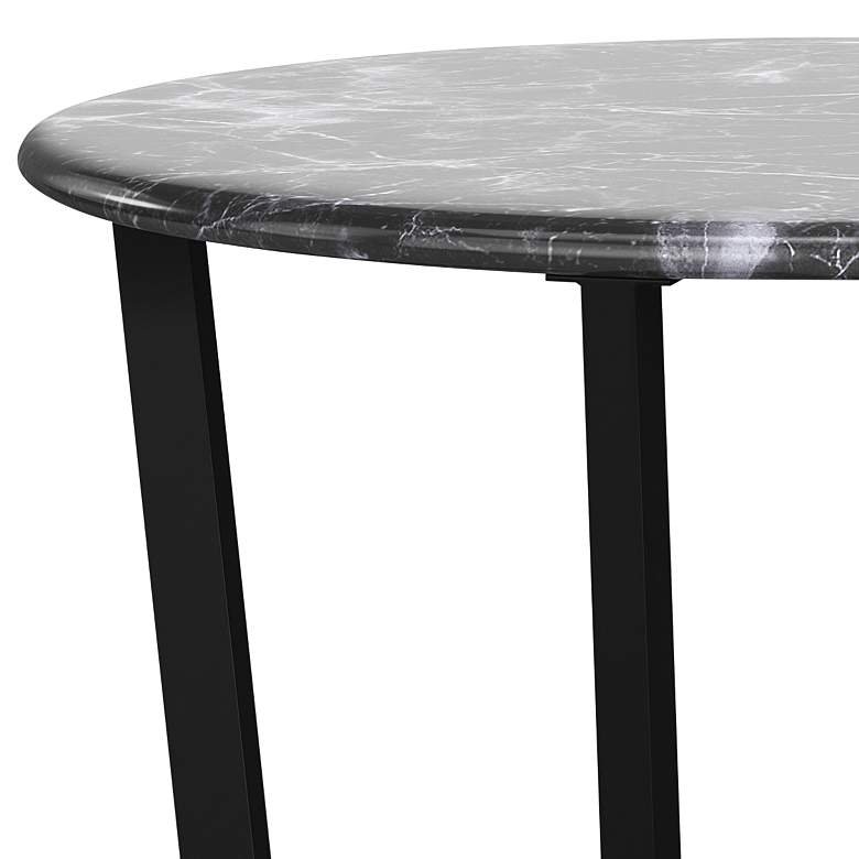 Image 4 Llona 23 3/4 inch Wide Black Marble Steel Round Side Table more views