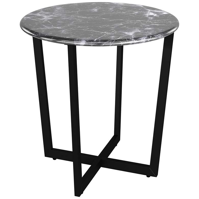 Image 5 Llona 23 3/4 inch Wide Black Marble Steel Round Side Table more views