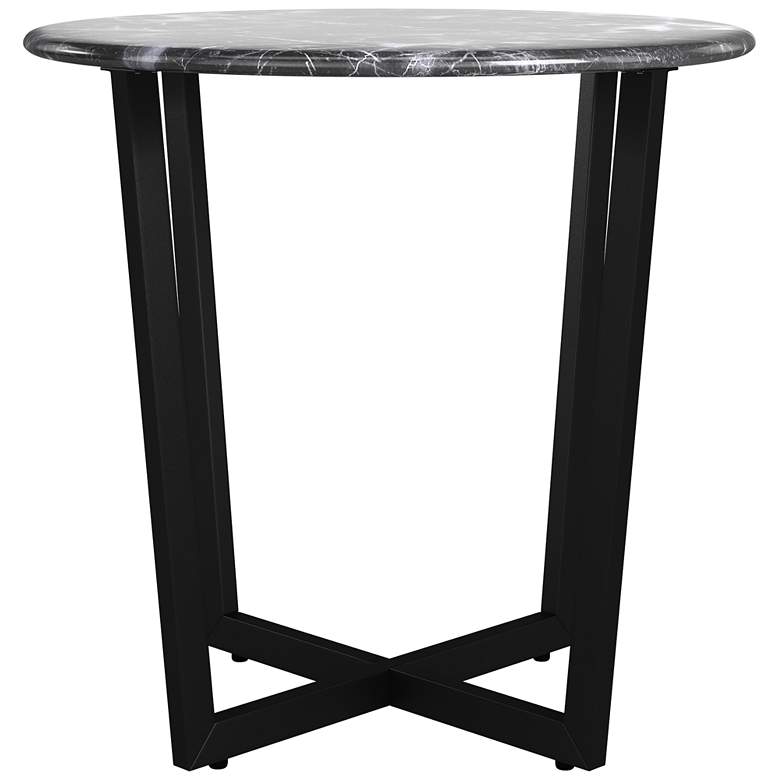Image 6 Llona 23 3/4 inch Wide Black Marble Steel Round Side Table more views