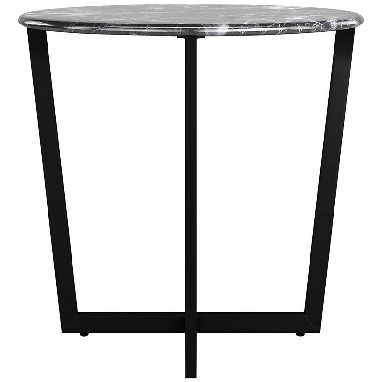 Image 7 Llona 23 3/4 inch Wide Black Marble Steel Round Side Table more views