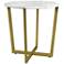Llona 23 3/4" Wide White Marble Gold Steel Round Side Table