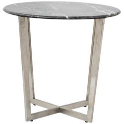 Llona 23 3/4&quot;W Black Marble Brushed Steel Round Side Table