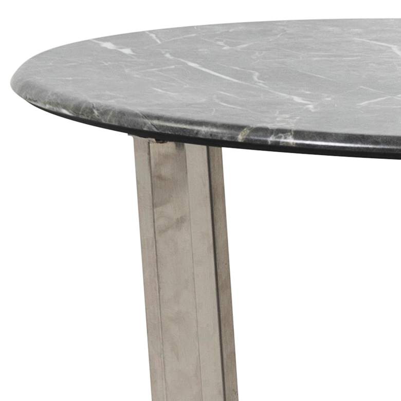 Image 3 Llona 23 3/4 inchW Black Marble Brushed Steel Round Side Table more views