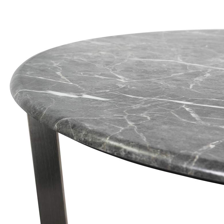 Image 5 Llona 23 3/4 inchW Black Marble Brushed Steel Round Side Table more views