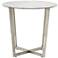 Llona 23 3/4"W White Marble Brushed Steel Round Side Table