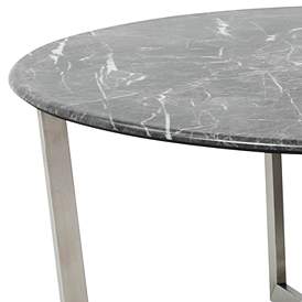 Image2 of Llona 36" Wide Black Marble Brushed Steel Round Coffee Table more views