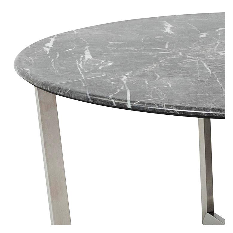 Image 2 Llona 36 inch Wide Black Marble Brushed Steel Round Coffee Table more views