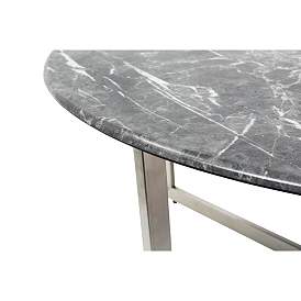 Image3 of Llona 36" Wide Black Marble Brushed Steel Round Coffee Table more views