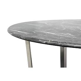 Image4 of Llona 36" Wide Black Marble Brushed Steel Round Coffee Table more views