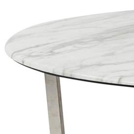 Image2 of Llona 36" Wide White Marble Brushed Steel Round Coffee Table more views