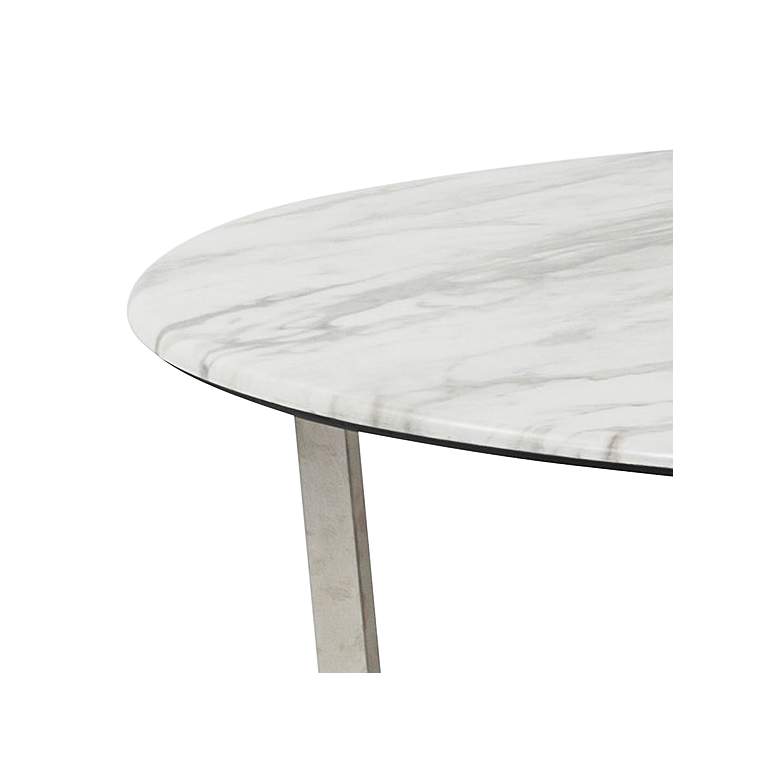 Image 2 Llona 36" Wide White Marble Brushed Steel Round Coffee Table more views