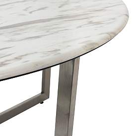 Image3 of Llona 36" Wide White Marble Brushed Steel Round Coffee Table more views