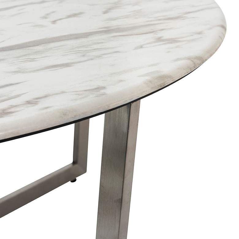 Image 3 Llona 36" Wide White Marble Brushed Steel Round Coffee Table more views