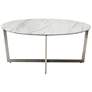 Llona 36" Wide White Marble Brushed Steel Round Coffee Table