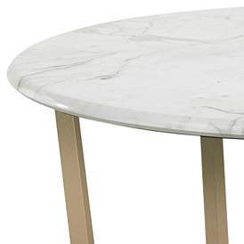 Image2 of Llona 36"W White Marble Matte Gold Steel Round Coffee Table more views