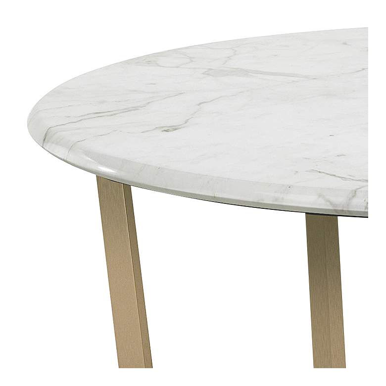 Image 2 Llona 36 inchW White Marble Matte Gold Steel Round Coffee Table more views