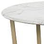 Llona 36"W White Marble Matte Gold Steel Round Coffee Table