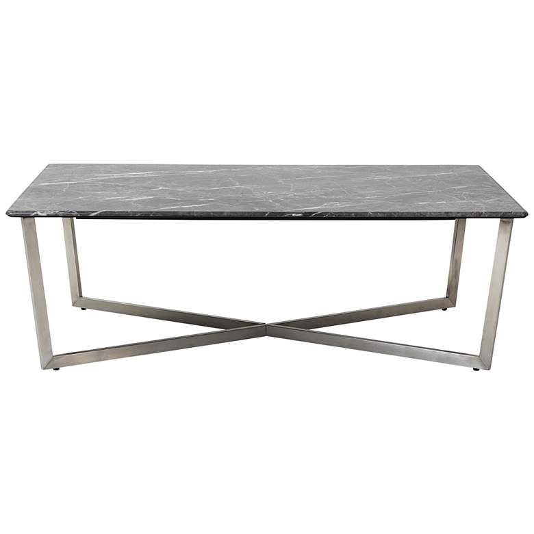 Image 3 Llona 47 1/4" Wide Black Marble Brushed Steel Coffee Table