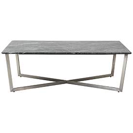 Image3 of Llona 47 1/4" Wide Black Marble Brushed Steel Coffee Table