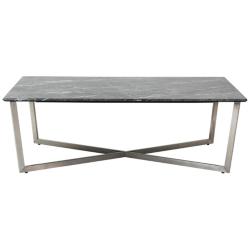 Llona 47 1/4&quot; Wide Black Marble Brushed Steel Coffee Table