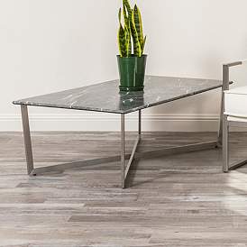 Image2 of Llona 47 1/4" Wide Black Marble Brushed Steel Coffee Table