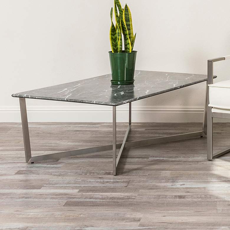 Image 2 Llona 47 1/4 inch Wide Black Marble Brushed Steel Coffee Table