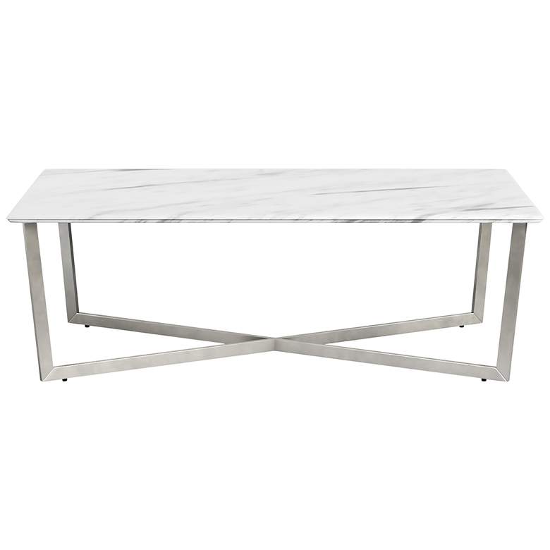 Image 1 Llona 47 1/4" Wide White Marble Brushed Steel Coffee Table