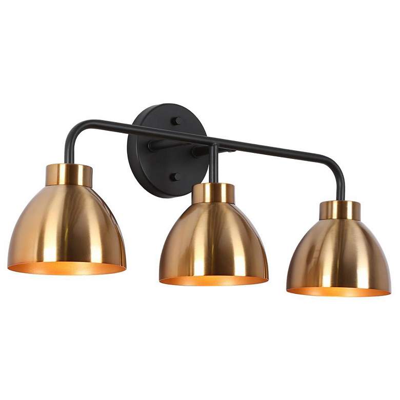 Image 1 LNC 22" Wide 3-Light Brass and Black Finish Bathroom Vanity Light