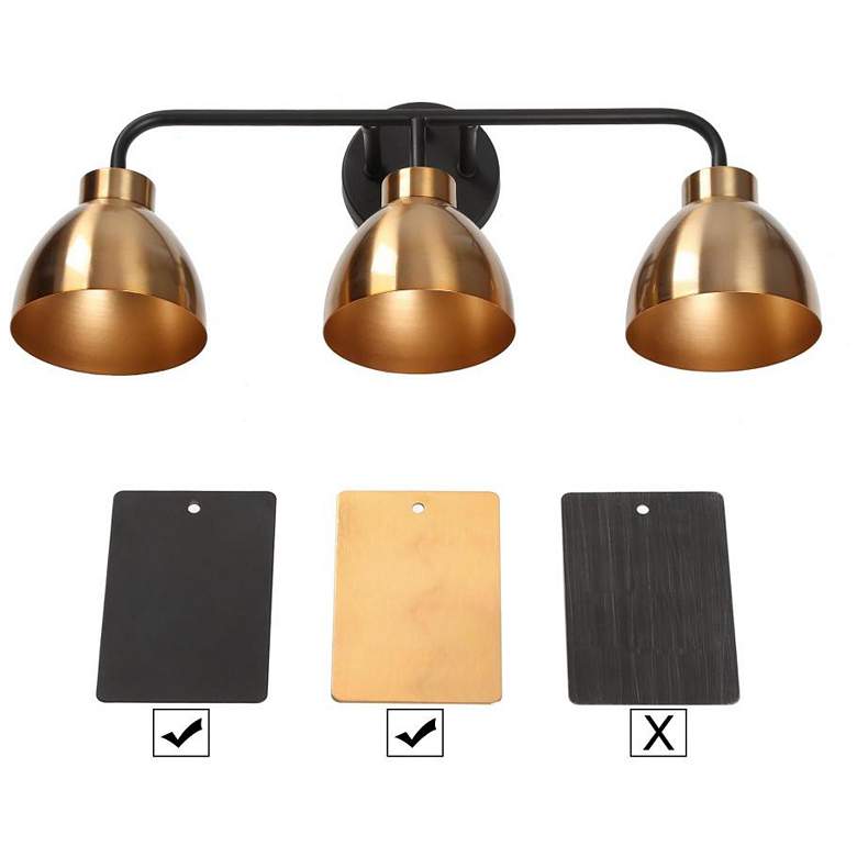 Image 3 LNC 22" Wide 3-Light Brass and Black Finish Bathroom Vanity Light more views
