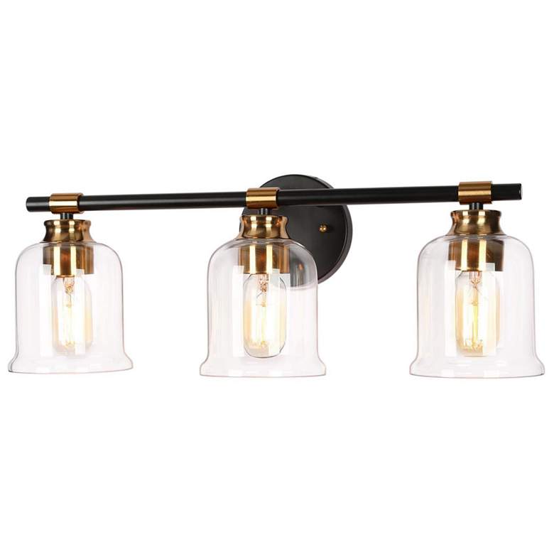 Image 1 LNC 24" Wide Black and Gold with Clear Glass Domes Bath Bar Light