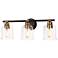 LNC 24" Wide Black and Gold with Clear Glass Domes Bath Bar Light
