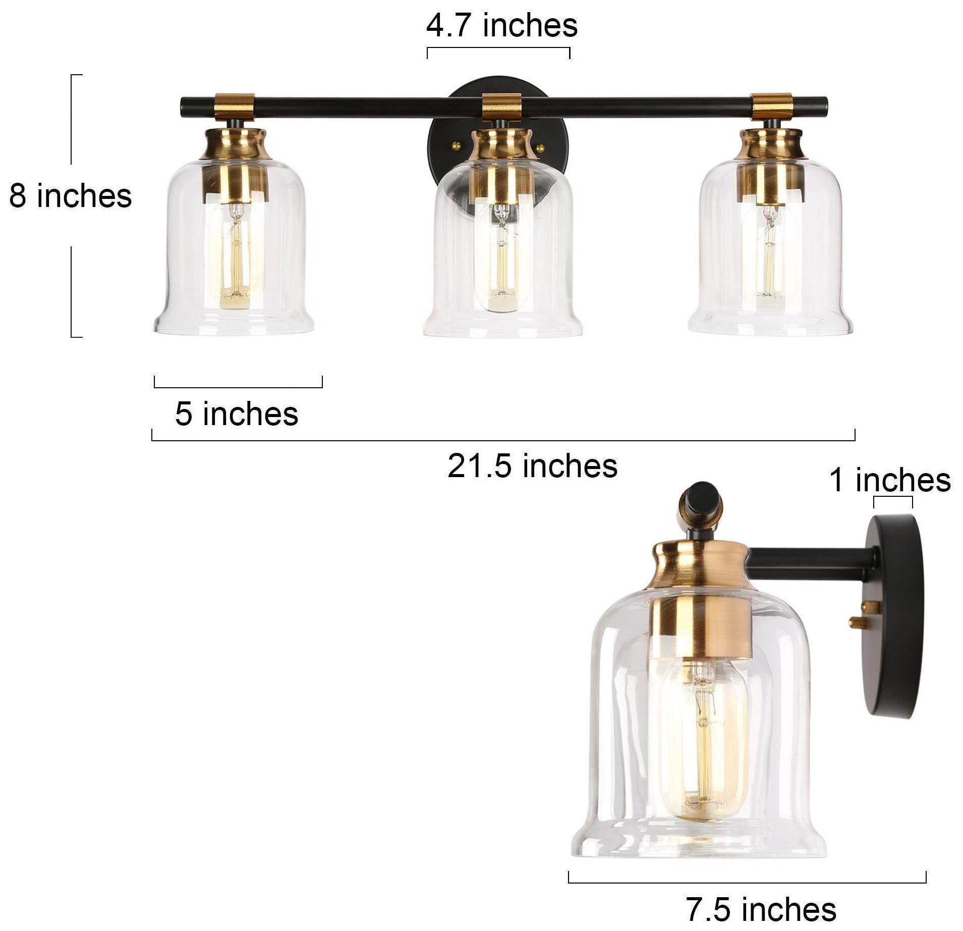 Image 2 LNC 24" Wide Black and Gold with Clear Glass Domes Bath Bar Light more views