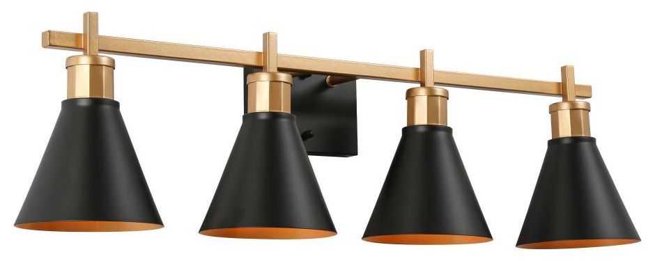 LNC Black Cone 30 1/2" Wide 4-Light Bathroom Vanity Light