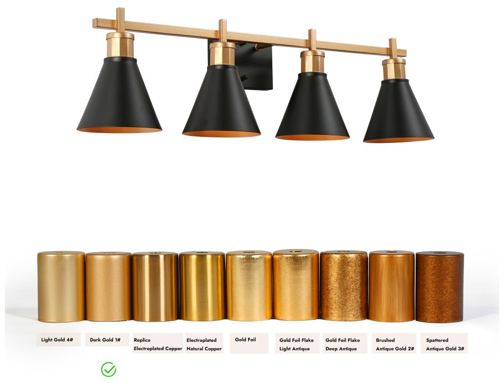 Image 6 LNC Black Cone 30 1/2" Wide 4-Light Bathroom Vanity Light more views