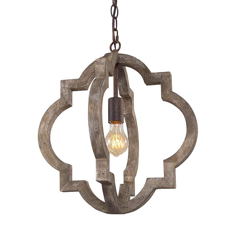 Image 1 LNC Cachil 16" Wide 1-Light Wood Lantern Chandelier