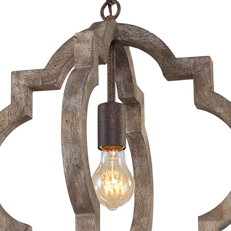 Image 2 LNC Cachil 16" Wide 1-Light Wood Lantern Chandelier more views